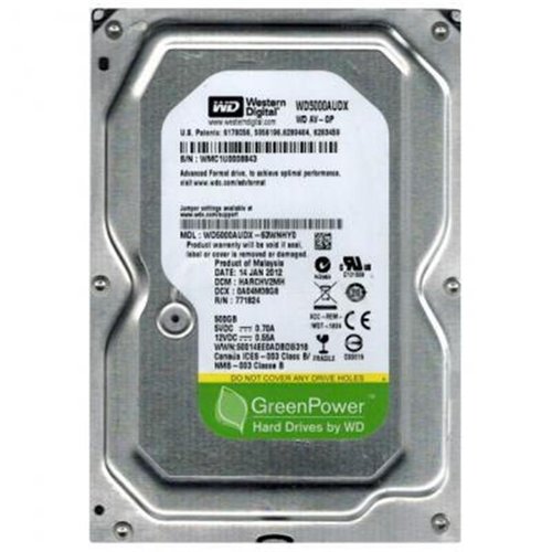 Накопитель HDD SATA 500GB WD AV-GP 32MB (WD5000AVDS)_Refurbished